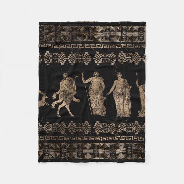 Greek Deities  and Meander key ornament Fleece Blanket (Front)