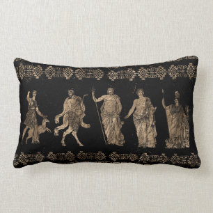 Greek Deities  and Meander key ornament Lumbar Cushion