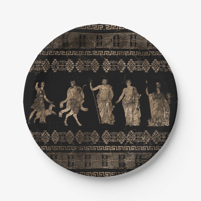 Greek Deities  and Meander key ornament Paper Plate (Front)