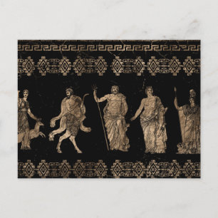 Greek Deities  and Meander key ornament Postcard