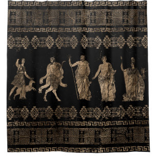 Greek Deities  and Meander key ornament Shower Curtain