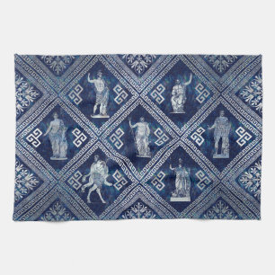 Greek Deities and Meander Key ornament Tea Towel