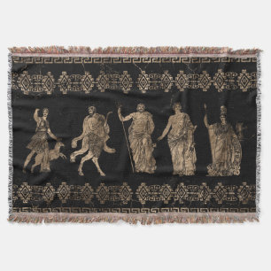 Greek Deities  and Meander key ornament Throw Blanket
