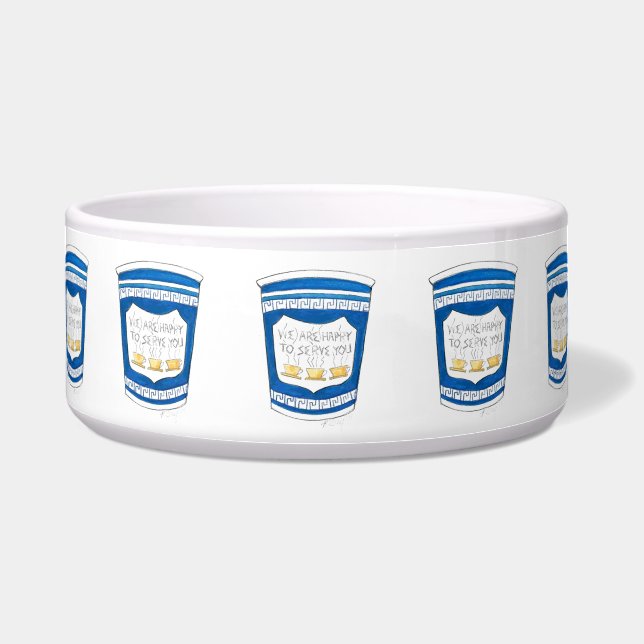 Greek Diner Coffee Cup Happy to Serve You Dog Bowl (Front)