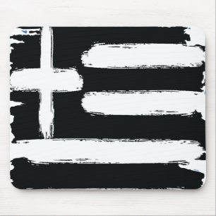 Greek Distressed Black Grunge Vintage Flag Greece Mouse Mat