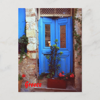 Greek door postcard