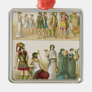 Greek Dress, from 'Trachten der Voelker', 1864 Metal Tree Decoration