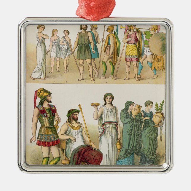 Greek Dress, from 'Trachten der Voelker', 1864 Metal Tree Decoration (Front)