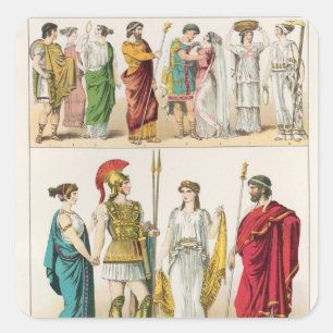 Greek Dress, from 'Trachten der Voelker, 1864 Square Sticker