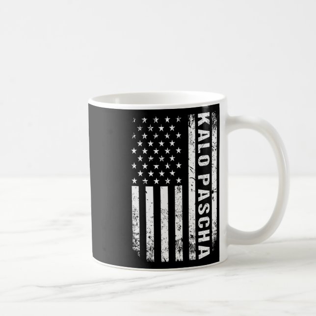 Greek Easter Kalo Pascha Retro Us Flag Greek Ameri Coffee Mug (Right)