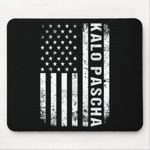 Greek Easter Kalo Pascha Retro Us Flag Greek Ameri Mouse Mat