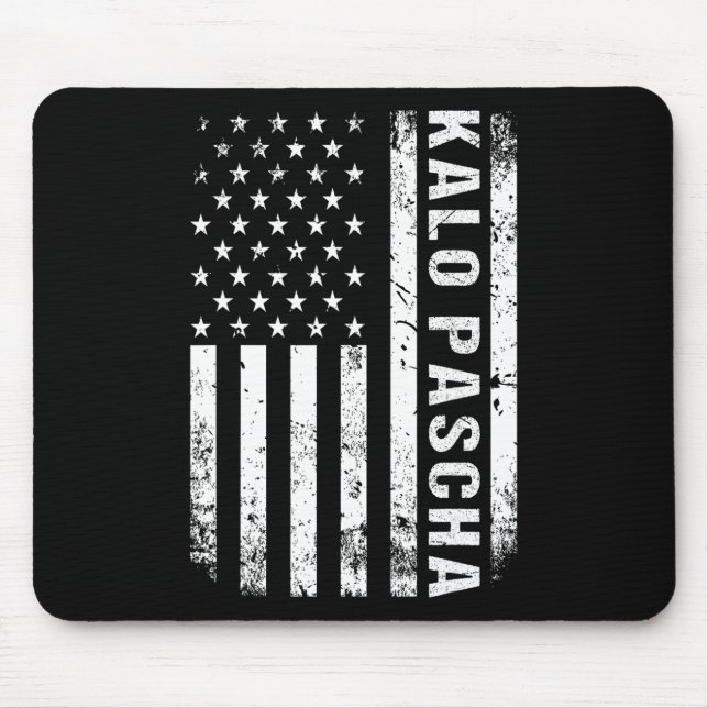 Greek Easter Kalo Pascha Retro Us Flag Greek Ameri Mouse Mat (Front)