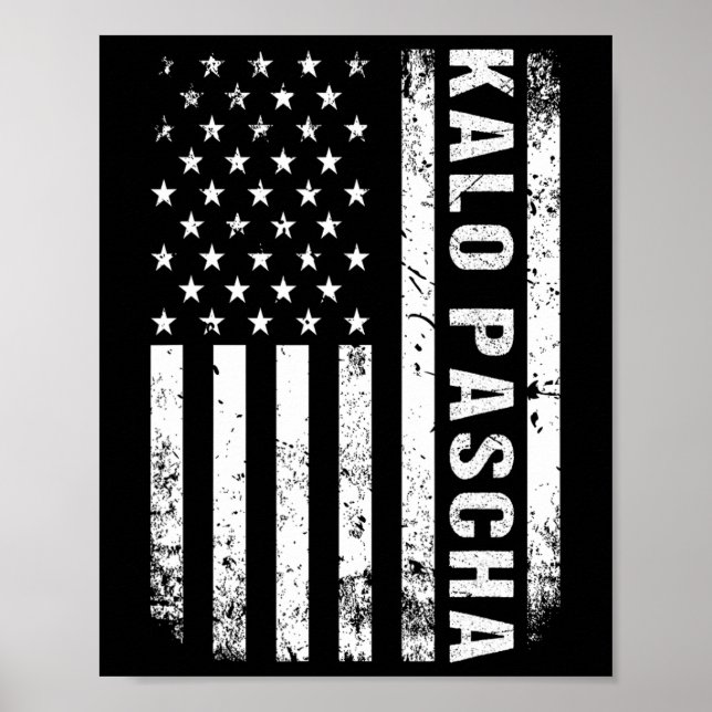 Greek Easter Kalo Pascha Retro Us Flag Greek Ameri Poster (Front)