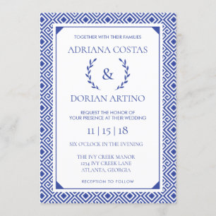 Greek Elegance Wedding Invitation, Blue Invitation