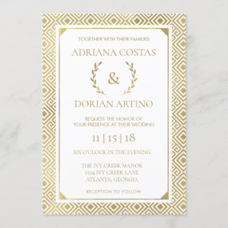 Greek Elegance Wedding Invitation, Faux Gold Invitation