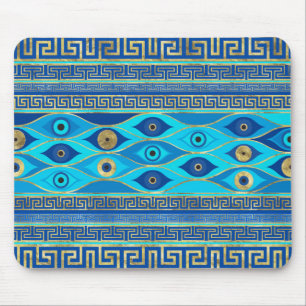 Greek Evil Eye and Greek Key ornament Mouse Mat