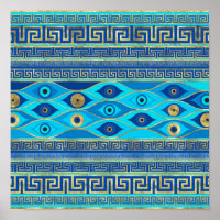 Greek Evil Eye and Greek Key ornament