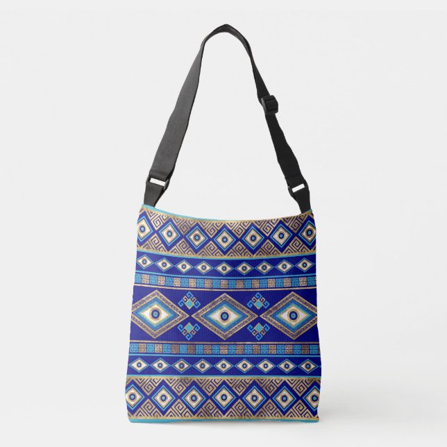Greek Evil Eye and Meander Key Ornament Crossbody Bag (Front)