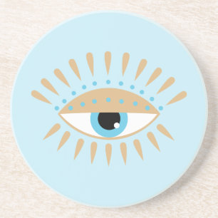 Greek Evil Eye Blue Coaster