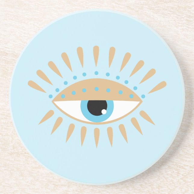 Greek Evil Eye Blue Coaster (Front)