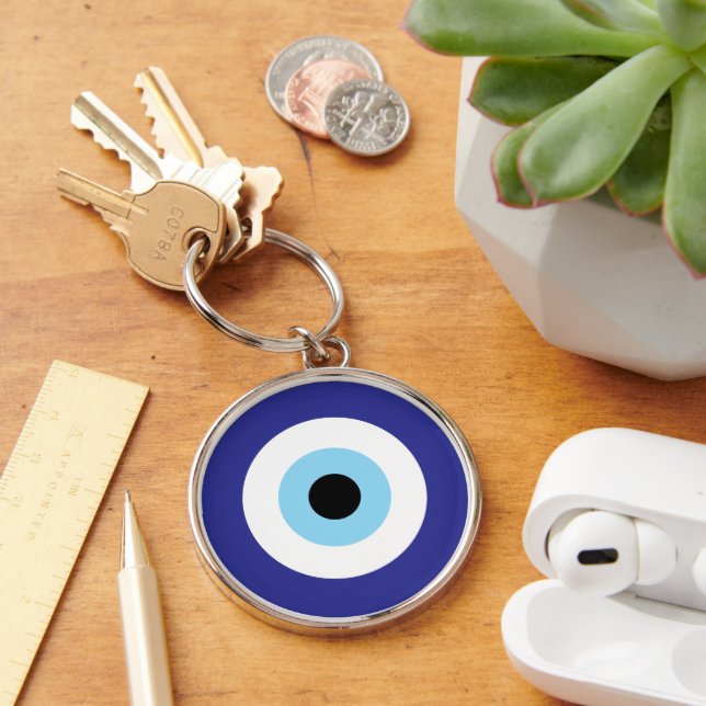 Greek Evil Eye Blue Mati symbol keychain gift (Desk)