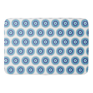 Greek Evil Eye Blue White Bath Mat