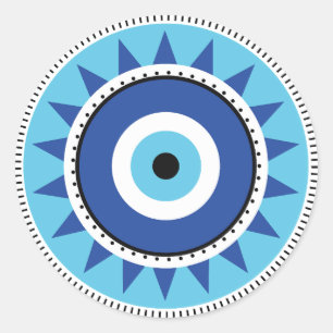Greek Evil Eye Blue White Classic Round Sticker