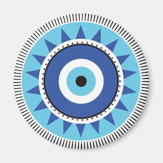 Greek Evil Eye Blue White Magnet