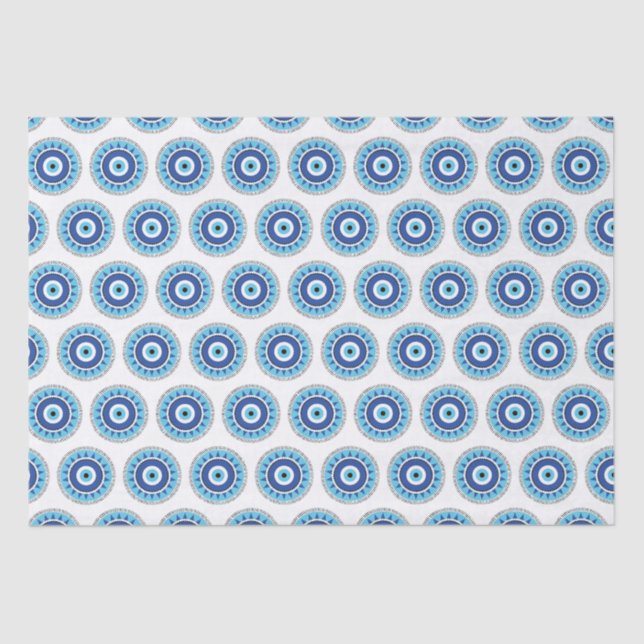 Greek Evil Eye Blue White Tissue Paper (Front)