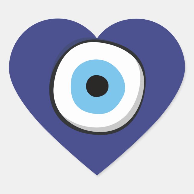 Greek Evil Eye Heart Sticker (Front)