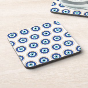 Greek Evil Eye In Greek Key Coaster