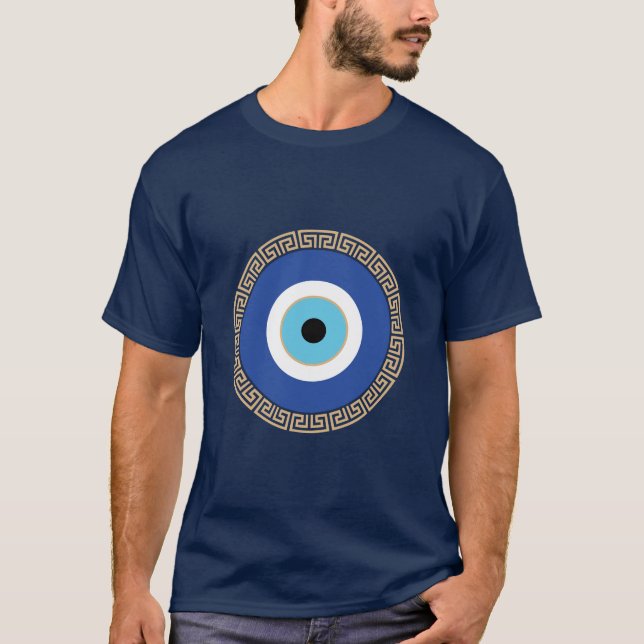 Greek Evil Eye In Greek Key T-Shirt (Front)