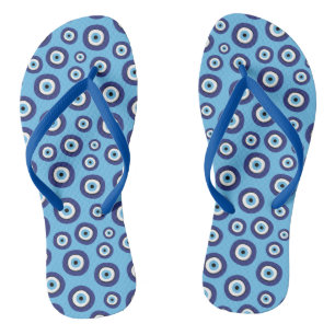 Greek Evil Eye Pattern Flip Flops