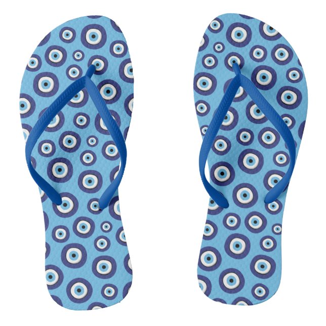 Greek Evil Eye Pattern Flip Flops (Footbed)