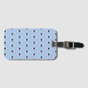 Greek Evil Eye With Eyelashes Pink Blue Luggage Tag