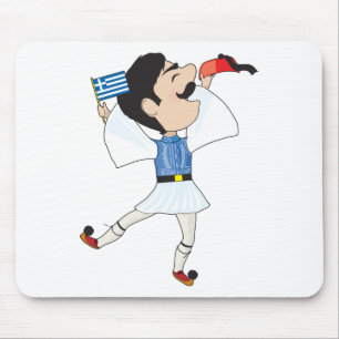 Greek Evzone dancing with Flag Mouse Mat