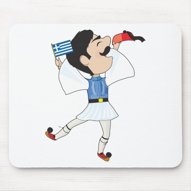 Greek Evzone dancing with Flag Mouse Mat (Front)