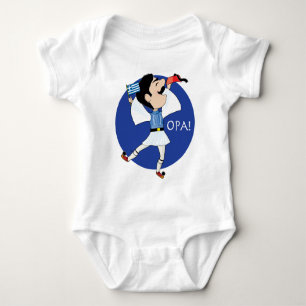 Greek Evzone dancing with Flag OPA! Baby Bodysuit