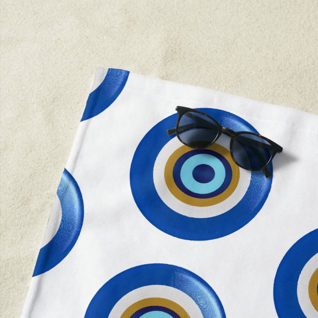 Greek Eye Design Just Add Text Beach Towel (In Situ)