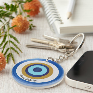 Greek Eye Design Just Add Text Key Ring