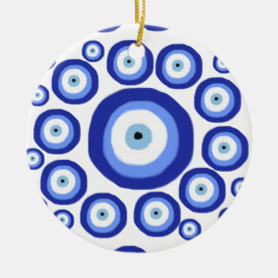 Greek Eye Good Luck Symbol Pattern Ceramic Tree Decoration