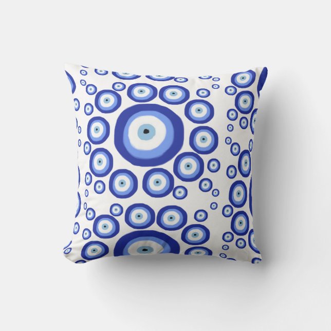 Greek Eye Good Luck Symbol Pattern Cushion (Front)