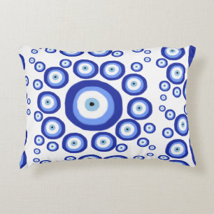 Greek Eye Good Luck Symbol Pattern Decorative Cushion