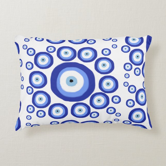 Greek Eye Good Luck Symbol Pattern Decorative Cushion (Front)