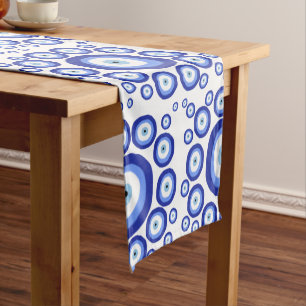 Greek Eye Good Luck Symbol Pattern Short Table Runner