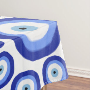 Greek Eye Good Luck Symbol Pattern Tablecloth