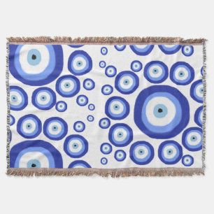Greek Eye Good Luck Symbol Pattern  Throw Blanket