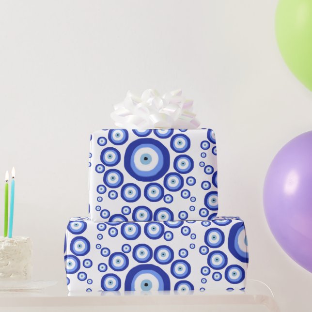 Greek Eye Good Luck Symbol Pattern  Wrapping Paper (Party Gifts)