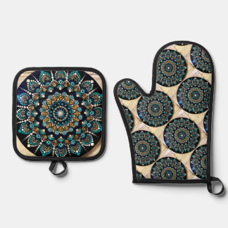 Greek Eye Oven Mitt & Pot Holder Set