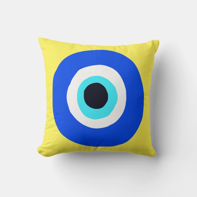 Greek Eye Symbol on Yellow Cushion (Front)